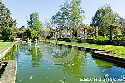 Water feature in a garden Stock Photo