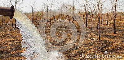 Water fill in arid area by the destruction of forest for shifting cultivation in Thailand Stock Photo