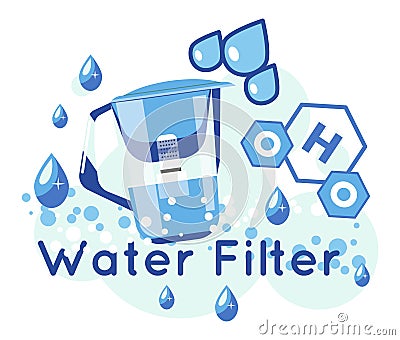 Water filter purification of liquid, jug format Vector Illustration