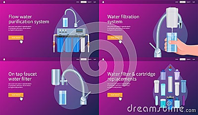 Water filtering systems set 02 Vector Illustration