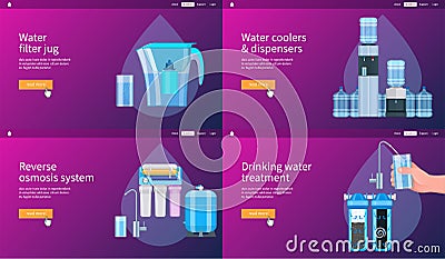 Water filtering systems set 01 Vector Illustration