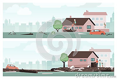 Water flood emergency Vector Illustration