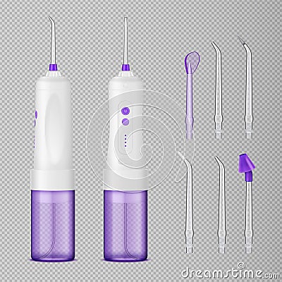 Water Flosser Teeth Care Set Vector Illustration