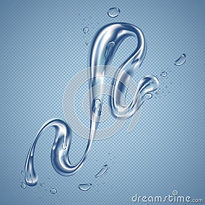 Flow of water in rings effect, liquid or stream Vector Illustration