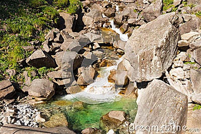 Water Flowing in the Creek Stock Photo