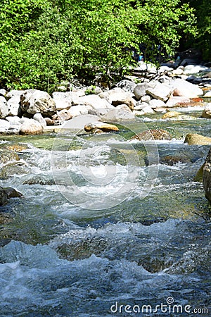 The water flowing through Lynn Creek. Stock Photo