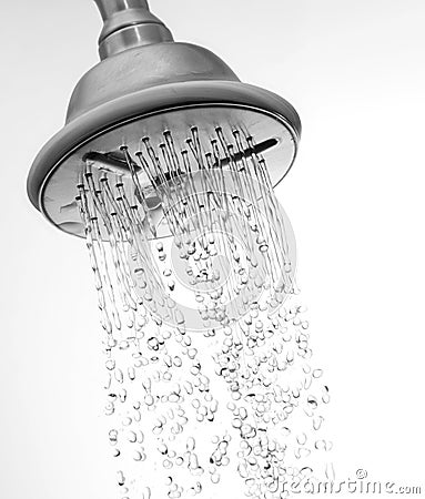 Water flowing in the shower Stock Photo