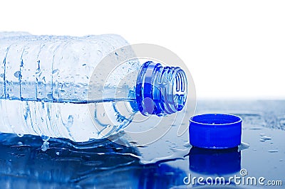 Water flows from a bottle Stock Photo