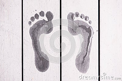 Water footprint on the floor Stock Photo