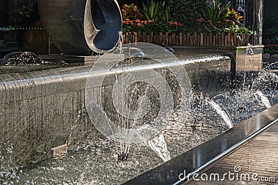 Water Fountain Black Marble Stock Photo