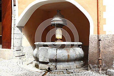 Fountain of Sighs, Great Gargoyle in BrianÃ§on, France Stock Photo