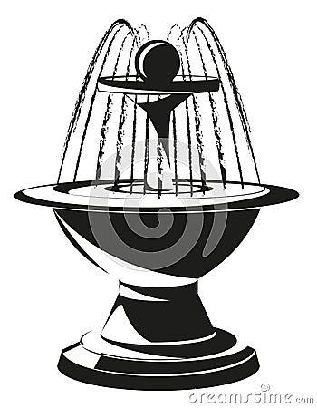 Water fountain in monochrome style. Vector Illustration
