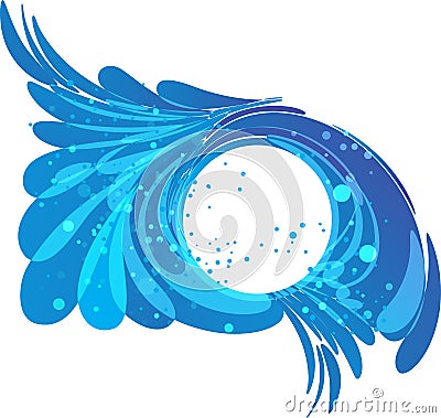 Water frame, splashes of water flow in a circle Vector Illustration