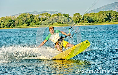 Water fun and kiteboarding in Ada Bojana, Montenegro Stock Photo