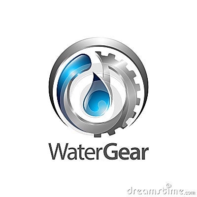 Water gear logo concept design. Three dimensional style. Symbol graphic template element Vector Illustration