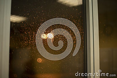 Water on glass. Raindrops on window. Background window Stock Photo