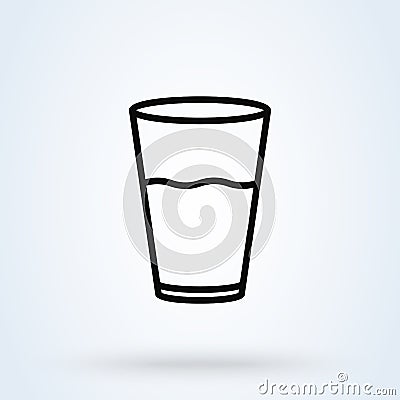 Water glass Simple. line art vector modern icon design illustration Vector Illustration