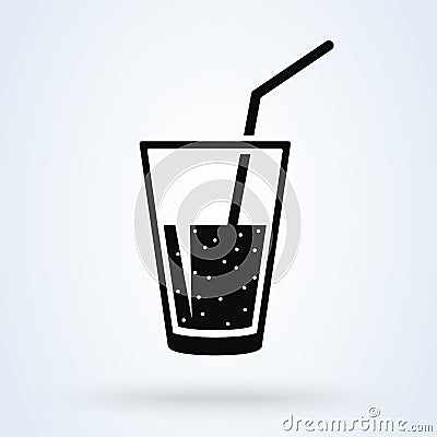 Water glass straw. vector Simple modern icon design illustration Vector Illustration