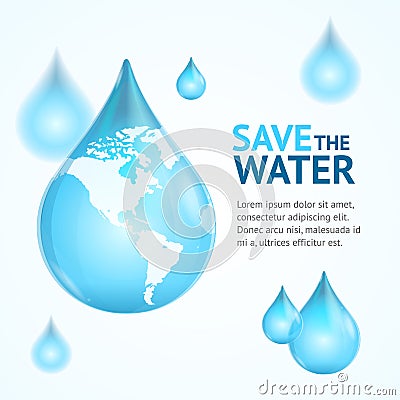 Water Globe Save Concept. Vector Vector Illustration