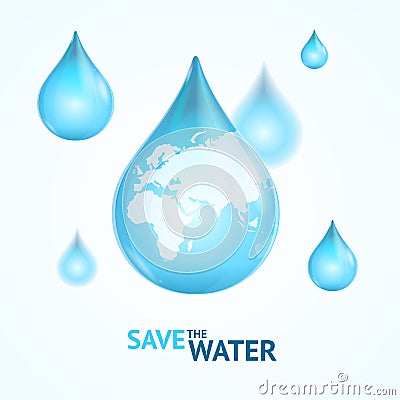 Water Globe Save Concept. Vector Vector Illustration