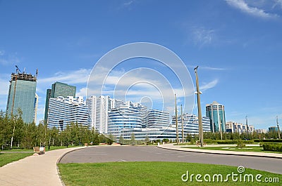 Water Green Boulevard in Astana. symbol of Kazakhstan Stock Photo
