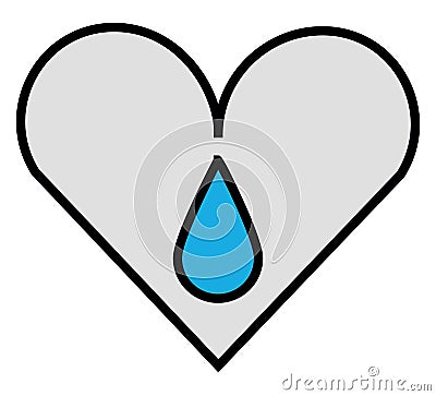 Water heart drop, icon Vector Illustration