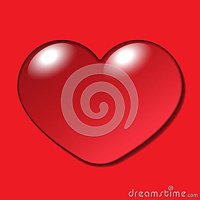 Water Heart Drop on red background Vector Illustration