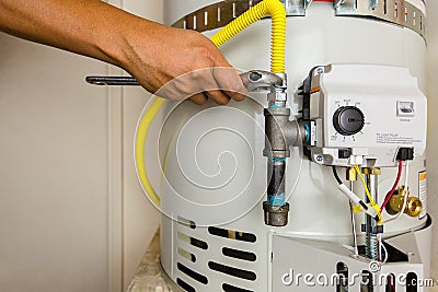 Water heater installation SD 4527 Stock Photo