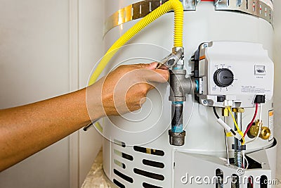 Water heater repair SD 4526 Stock Photo