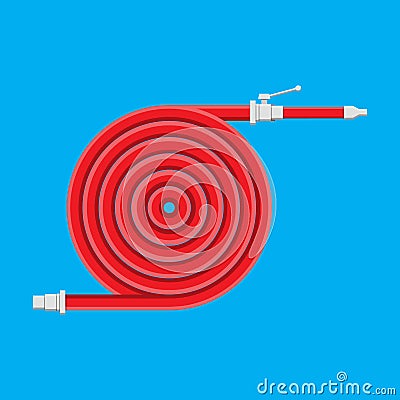 Water hose to extinguish the fire. Fire equipment. Vector Illustration