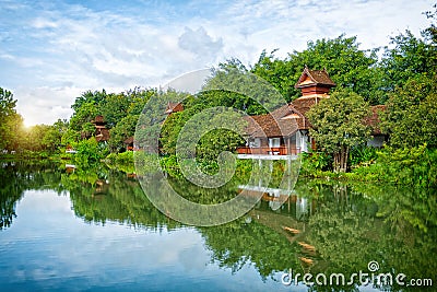 Water house,Nice and comfortable neighborhood, Stock Photo