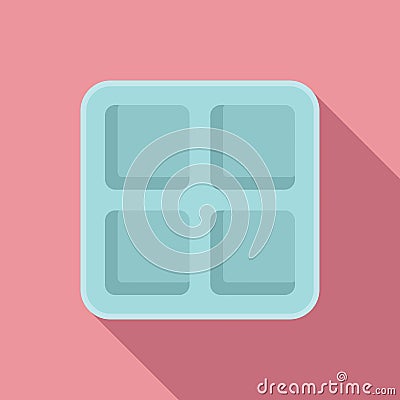 Water ice cube tray icon flat vector. Kitchen container Vector Illustration