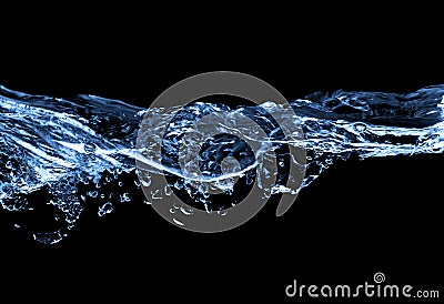 Water isolated on black Stock Photo