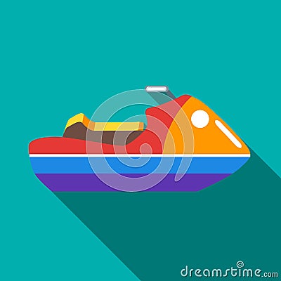 Water jetski or hydrocycle icon, flat style Vector Illustration