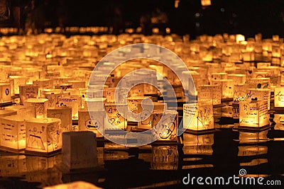 The Light of Hope: A Water Lantern Festival Editorial Stock Photo