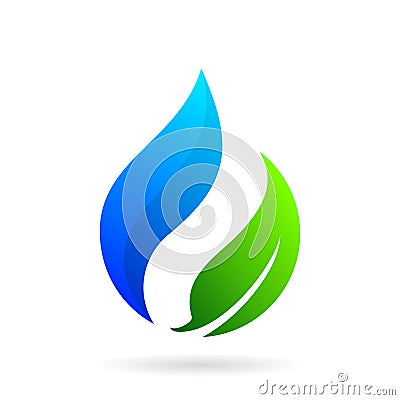 Water and leaf droplet vector logo design Vector Illustration