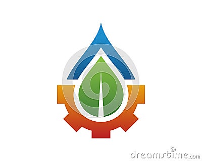 water leaf gear logo template Vector Illustration