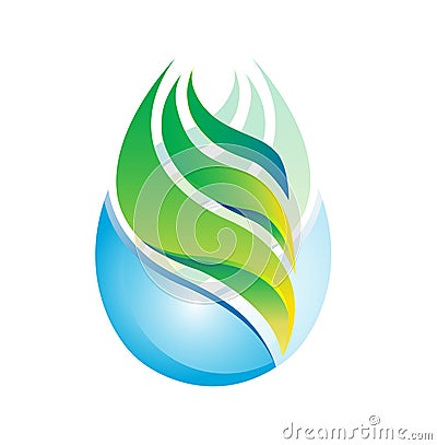 Water leaf sun symbol icon logo abstract plant spring natural health ecology vector Vector Illustration