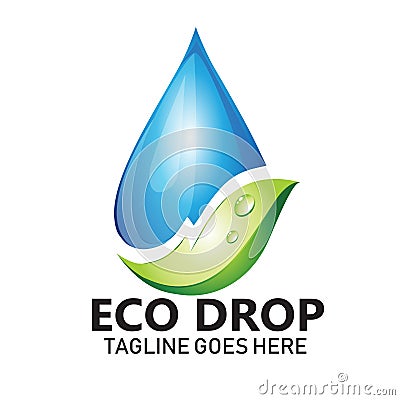 Water and leaf vector logo for natural health symbols and clean water Vector Illustration