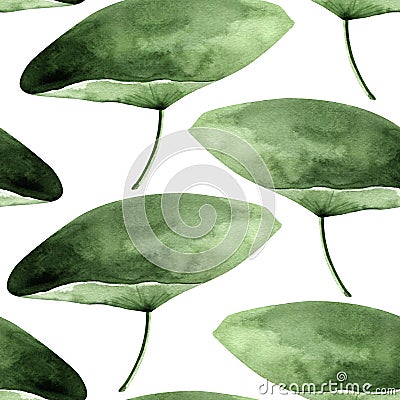 Water lily watercolor seamless pattern Cartoon Illustration