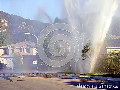Water Main Explosion Stock Photo