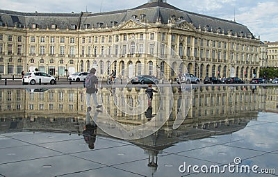 Water Mirror square in Bordeaux, France Editorial Stock Photo