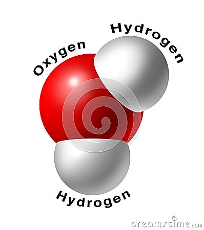 Water molecule h2o isolated oxygen hydrogen red wh Stock Photo