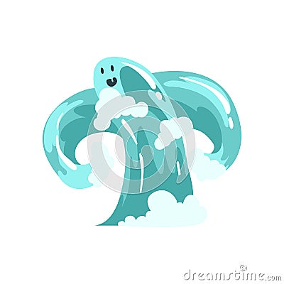 Water Monster Cartoon Character, Fantasy Elemental Creature Vector Illustration Vector Illustration