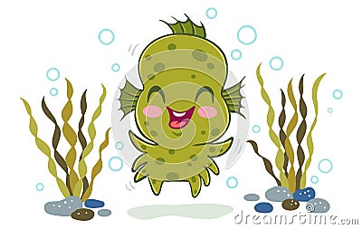 Water monster in kawaii style Vector Illustration