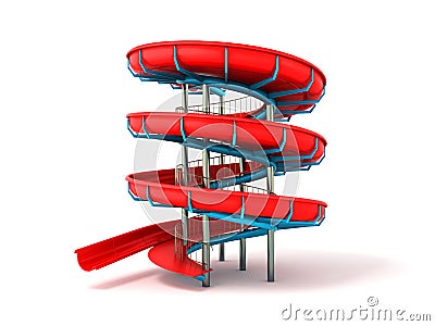 Water park red blue 3d rendering on white background Stock Photo