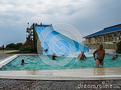 Water Park in the Russian city of Anapa, Krasnodar region. Editorial Stock Photo