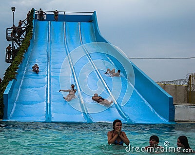 Water Park in the Russian city of Anapa, Krasnodar region. Editorial Stock Photo