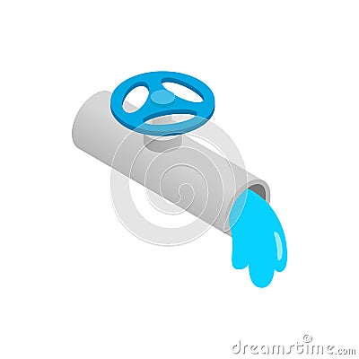 Water pipe with a blue valve icon Stock Photo