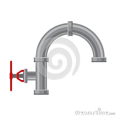 Water pipe with a gentle curve. Vector illustration on white background. Vector Illustration